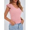 imagePRETTYGARDEN Womens V Neck Summer Tops Ruffle Sleeveless Slim Fit T Shirts Going Out Casual Blouses 2025Pink