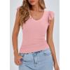 imagePRETTYGARDEN Womens V Neck Summer Tops Ruffle Sleeveless Slim Fit T Shirts Going Out Casual Blouses 2025Pink