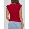 imagePRETTYGARDEN Womens V Neck Summer Tops Ruffle Sleeveless Slim Fit T Shirts Going Out Casual Blouses 2025Red Navy