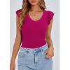 imagePRETTYGARDEN Womens V Neck Summer Tops Ruffle Sleeveless Slim Fit T Shirts Going Out Casual Blouses 2025Rose Red