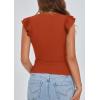 imagePRETTYGARDEN Womens V Neck Summer Tops Ruffle Sleeveless Slim Fit T Shirts Going Out Casual Blouses 2025Rust Red
