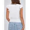 imagePRETTYGARDEN Womens V Neck Summer Tops Ruffle Sleeveless Slim Fit T Shirts Going Out Casual Blouses 2025White
