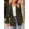 imagePRETTYGARDEN Womens Winter Corduroy Blazers Jackets Dressy Casual Ribbed Long Sleeve Lapel Fashion Work Business OuterwearArmy Green