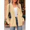 imagePRETTYGARDEN Womens Winter Corduroy Blazers Jackets Dressy Casual Ribbed Long Sleeve Lapel Fashion Work Business OuterwearBeige Yellow