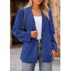 imagePRETTYGARDEN Womens Winter Corduroy Blazers Jackets Dressy Casual Ribbed Long Sleeve Lapel Fashion Work Business OuterwearBlue