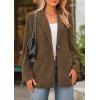 imagePRETTYGARDEN Womens Winter Corduroy Blazers Jackets Dressy Casual Ribbed Long Sleeve Lapel Fashion Work Business OuterwearBrown Coffee