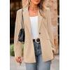 imagePRETTYGARDEN Womens Winter Corduroy Blazers Jackets Dressy Casual Ribbed Long Sleeve Lapel Fashion Work Business OuterwearLight Khaki