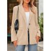 imagePRETTYGARDEN Womens Winter Corduroy Blazers Jackets Dressy Casual Ribbed Long Sleeve Lapel Fashion Work Business OuterwearLight Khaki