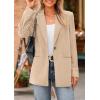 imagePRETTYGARDEN Womens Winter Corduroy Blazers Jackets Dressy Casual Ribbed Long Sleeve Lapel Fashion Work Business OuterwearLight Khaki