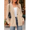imagePRETTYGARDEN Womens Winter Corduroy Blazers Jackets Dressy Casual Ribbed Long Sleeve Lapel Fashion Work Business OuterwearLight Khaki