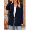 imagePRETTYGARDEN Womens Winter Corduroy Blazers Jackets Dressy Casual Ribbed Long Sleeve Lapel Fashion Work Business OuterwearNavy