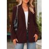 imagePRETTYGARDEN Womens Winter Corduroy Blazers Jackets Dressy Casual Ribbed Long Sleeve Lapel Fashion Work Business OuterwearWine Red