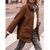 imagePRETTYGARDEN Womens Winter Faux Fur Coats Long Sleeve Lapel Button Down Pockets Fleece Sherpa Jacket Casual Trendy OuterwearBrown