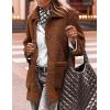 imagePRETTYGARDEN Womens Winter Faux Fur Coats Long Sleeve Lapel Button Down Pockets Fleece Sherpa Jacket Casual Trendy OuterwearBrown