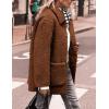 imagePRETTYGARDEN Womens Winter Faux Fur Coats Long Sleeve Lapel Button Down Pockets Fleece Sherpa Jacket Casual Trendy OuterwearBrown