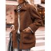imagePRETTYGARDEN Womens Winter Faux Fur Coats Long Sleeve Lapel Button Down Pockets Fleece Sherpa Jacket Casual Trendy OuterwearBrown