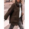 imagePRETTYGARDEN Womens Winter Faux Fur Coats Long Sleeve Lapel Button Down Pockets Fleece Sherpa Jacket Casual Trendy OuterwearCoffee