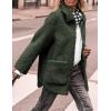 imagePRETTYGARDEN Womens Winter Faux Fur Coats Long Sleeve Lapel Button Down Pockets Fleece Sherpa Jacket Casual Trendy OuterwearDark Army Green