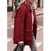 imagePRETTYGARDEN Womens Winter Faux Fur Coats Long Sleeve Lapel Button Down Pockets Fleece Sherpa Jacket Casual Trendy OuterwearJujube Red