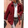 imagePRETTYGARDEN Womens Winter Faux Fur Coats Long Sleeve Lapel Button Down Pockets Fleece Sherpa Jacket Casual Trendy OuterwearJujube Red