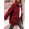 imagePRETTYGARDEN Womens Winter Faux Fur Coats Long Sleeve Lapel Button Down Pockets Fleece Sherpa Jacket Casual Trendy OuterwearJujube Red