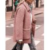 imagePRETTYGARDEN Womens Winter Faux Fur Coats Long Sleeve Lapel Button Down Pockets Fleece Sherpa Jacket Casual Trendy OuterwearPink