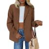 imagePRETTYGARDEN Blazers for Women Business Casual 2025 Fall Fashion Dressy Oversized Faux Suede Suit Jackets Work Office ClothesBrown