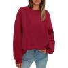 imagePRETTYGARDEN Sweatshirt for Women Oversized Crewneck Long Sleeve Pullover Fleece Top 2025 Fall Winter Fashion Outfits ClothesRed