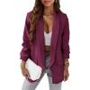 imagePRETTYGARDEN Womens Casual Blazer 2025 Spring Fall Fashion Long Sleeve Open Front Work Office Suit JacketsPurple Red