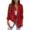 imagePRETTYGARDEN Womens Casual Blazer 2025 Spring Fall Fashion Long Sleeve Open Front Work Office Suit JacketsRed