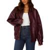 imagePRETTYGARDEN Womens Faux Leather Motorcycle Jacket Trendy Fall Spring Clothes Oversized Zip Up Winter Coat OuterwearWine Red
