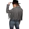 imagePRETTYGARDEN Womens Fringe Faux Suede Leather Jackets Fall Fashion 2025 Tassel Motorcycle Cropped CoatsSilver Grey
