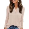 imagePRETTYGARDEN Womens Long Sleeve Henley Shirts 2025 Fall Casual Ribbed Tunic Tops Lightweight Sweaters Fashion ClothingBeige