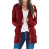 imagePRETTYGARDEN Womens Open Front Cardigan Sweaters Fall Fashion Button Down Cable Knit Chunky Winter Clothing Outerwear CoatsWine Red