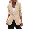 imagePRETTYGARDEN Womens Spring Fall Business Casual Blazers Long Sleeve Notch Lapel Trendy Work Office Blazer Jackets OuterwearBeige