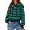 imagePRETTYGARDEN Womens Striped Sweaters 2025 Fall Pullover Hoodies Y2K Casual Long Sleeve Tops Winter Fashion ClothingStriped Navy Green