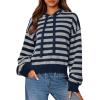 imagePRETTYGARDEN Womens Striped Sweaters 2025 Fall Pullover Hoodies Y2K Casual Long Sleeve Tops Winter Fashion ClothingStriped Navy Grey