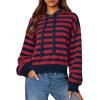 imagePRETTYGARDEN Womens Striped Sweaters 2025 Fall Pullover Hoodies Y2K Casual Long Sleeve Tops Winter Fashion ClothingStriped Navy Red