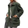 imagePRETTYGARDEN Womens Winter Faux Fur Coats Long Sleeve Lapel Button Down Pockets Fleece Sherpa Jacket Casual Trendy OuterwearDark Army Green