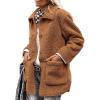 imagePRETTYGARDEN Womens Winter Faux Fur Coats Long Sleeve Lapel Button Down Pockets Fleece Sherpa Jacket Casual Trendy OuterwearGolden Camel