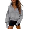 imagePRETTYGARDEN Womens Zip Up Y2K Hoodies 2025 Fall Fashion Long Sleeve Hooded Fleece Sweatshirts Casual Jacket Winter ClothesGrey