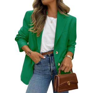 imagePRETTYGARDEN 2025 Blazers for Women Business Casual Long Sleeve Lapel Open Front Suit Jacket Work Blazer with PocketsGreen