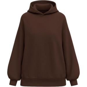 imagePRETTYGARDEN Hoodies for Women Oversized Pullover Sweatshirts 2025 Ruched Long Sleeve Casual Tops Fall Fashion Y2K ClothesBrown