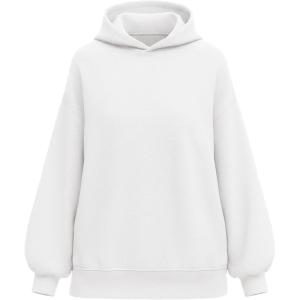 imagePRETTYGARDEN Hoodies for Women Oversized Pullover Sweatshirts 2025 Ruched Long Sleeve Casual Tops Fall Fashion Y2K ClothesWhite