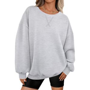 imagePRETTYGARDEN Oversized Sweatshirt for Women Fall Outfits 2025 Crewneck Long Sleeve Tops Fleece Pullover Winter ClothingGrey