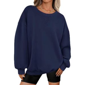 imagePRETTYGARDEN Oversized Sweatshirt for Women Fall Outfits 2025 Crewneck Long Sleeve Tops Fleece Pullover Winter ClothingNavy Blue