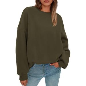 imagePRETTYGARDEN Sweatshirt for Women Oversized Crewneck Long Sleeve Pullover Fleece Top 2025 Fall Winter Fashion Outfits ClothesArmy Green
