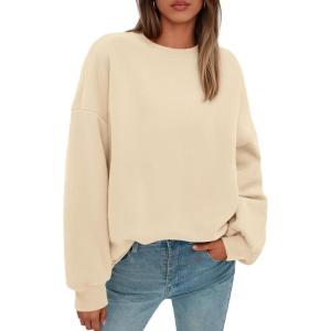 imagePRETTYGARDEN Sweatshirt for Women Oversized Crewneck Long Sleeve Pullover Fleece Top 2025 Fall Winter Fashion Outfits ClothesBeige