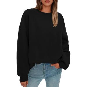 imagePRETTYGARDEN Sweatshirt for Women Oversized Crewneck Long Sleeve Pullover Fleece Top 2025 Fall Winter Fashion Outfits ClothesBlack