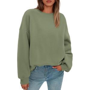 imagePRETTYGARDEN Sweatshirt for Women Oversized Crewneck Long Sleeve Pullover Fleece Top 2025 Fall Winter Fashion Outfits ClothesForest Green